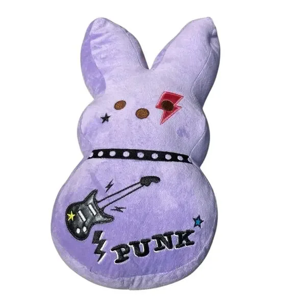 PEEPS Punk Rock EASTER BUNNY Rabbit 15" PURPLE Emo Rabbit Plush Embroidered - Picture 1 of 8